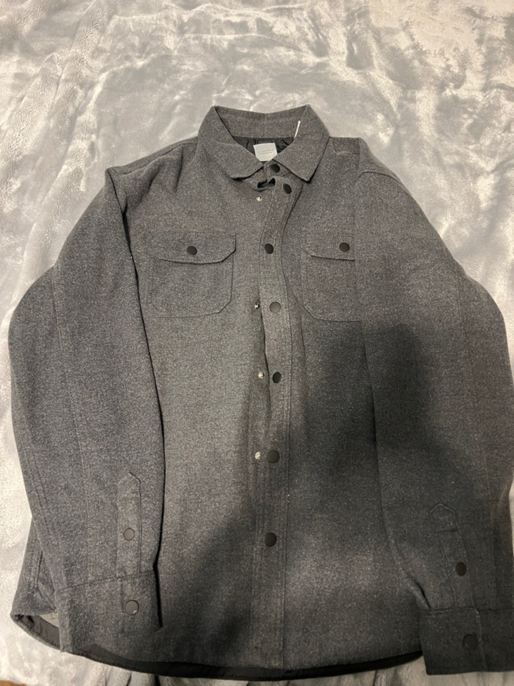 Men's Charcoal Snap-Front Shirt Jacket